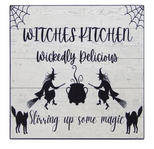 Hexen Küche Herbst Halloween Dekoration Schild Regal Sitter Wandkunst 5 x 5 - Bild 1 von 4