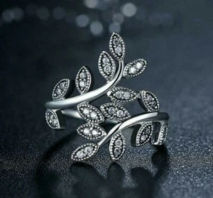ANILLO DE HOJAS DE ESPARCHO DE PLATA TALLA 58 ¡PRECIO DE VENTA GENUINO!! - Imagen 1 de 1