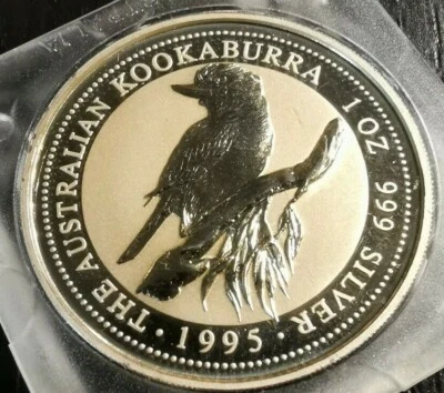 1995 AUSTRALIA Kookaburra Bird 1 oz Silver 1 Dollar Australian Coin In Capsule - Image 1 of 2
