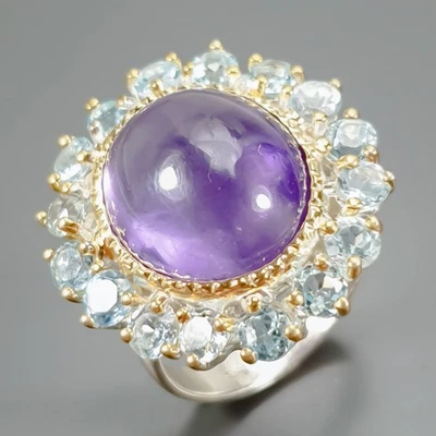 Joyería 13 ct+ Anillo Amatista Natural Plata de Ley 925 Talla 8.75/R435289 Foto 1 de 4