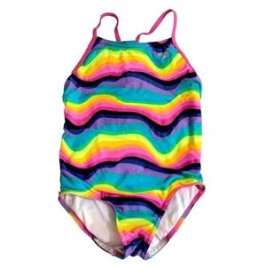 Speedo Girls Size Med Multicolor Bright One Piece Swimsuit - Picture 1 of 5