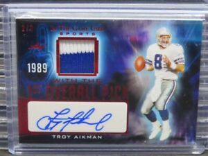 2022 Leaf ITGU Troy Aikman With The 1st Overall Pick Jersey Patch Auto #2/3