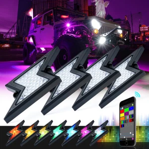 4x Pods RGB LED Rock Light Kit Underbody Brillo Lámpara de neón Bluetooth Control de música - Imagen 1 de 7