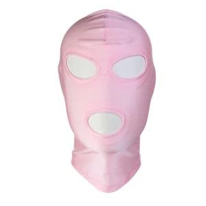 Womens Face Mask Full Head Eyes Mouth Opening Hood Mens Cosplay Prop Pink Red - Picture 1 of 28