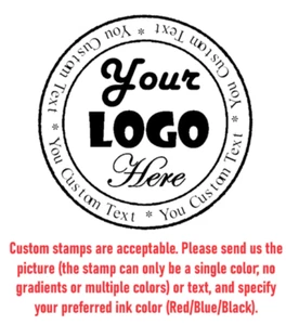 Round Border Self-Inking Stamp with 3 Lines - Customized Business Logo Stamper - Picture 1 of 8