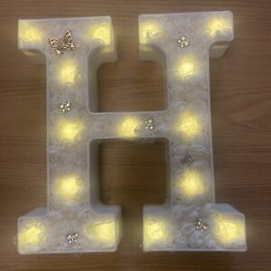 9” LED Light Up Alphabet Letter Plastic H. In White.. (Homemade & Batteries Inc)