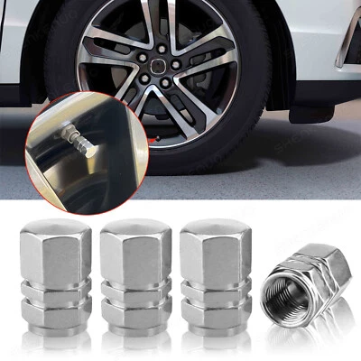 4 tapas de aire de vástago de válvula de rueda/neumático de aluminio plateado para Lincoln Town Car Foto 1 de 4