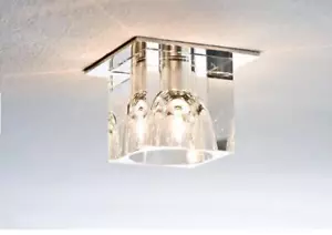 Luminaire Square 1 Light Ceiling Spot Light Shade Glassy Cube Clear Chrome - Picture 1 of 3