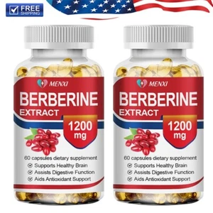 2Packs 1200mg Berberine Capsules, Natural HCL Extract, Healthy Cholesterol Caps - Picture 1 of 9