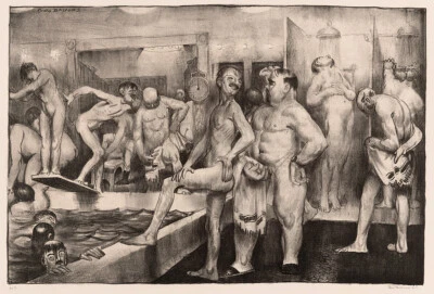 GEORGE BELLOWS THE SHOWER BAÑO REALISMO ARTE IMPRESIÓN GICLEE LIENZO FINO Foto 1 de 4