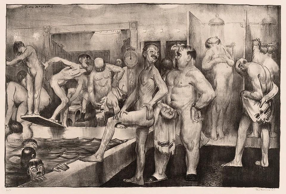 GEORGE BELLOWS THE SHOWER BAÑO REALISMO ARTE IMPRESIÓN GICLEE LIENZO FINO Foto 1 de 4