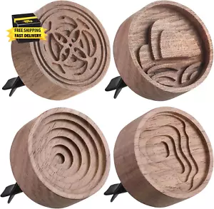 4 Pcs Wooden Essential Oil Diffuser Car Aromatherapy Passive Diffuser with Vent - Picture 1 of 6