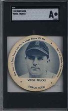 1952 BLUE Dixie Ice Cream Lid Virgil Trucks Detroit  2 11/16" Velvet RARE SGC