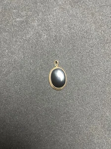 Signierter BDA 14k Gelbgold VINTAGE OVALES DESIGN ATEMBERAUBENDER SCHWARZER STEIN ANHÄNGER 2g - Bild 1 von 6