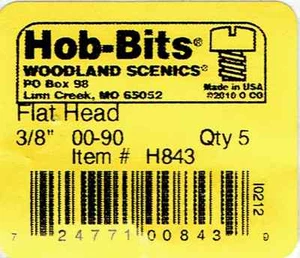 Hob-Bits H843 Brass 0-90 3/8" Long Flat Head Screws (5) pcs - Picture 1 of 1
