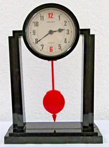 Vintage Seiko Post-Modern 1985 Red Pendulum Black Clock - Picture 1 of 11