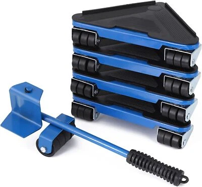 5 tlg. Möbeltransport Set Möbelheber Umzughelfer Möbelrollen Möbelrücker Blau - Bild 1 von 4