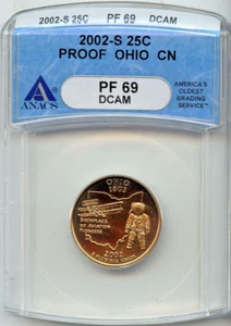 2002-S 25c Ohio State Quarter PF 69DCAM ANACS # 70013098 + Bonus - Picture 1 of 2