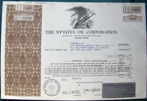 NYVATEX Oil Corporation Aktienzertifikat State of Texas 100 Aktien, 70er Jahre - Bild 1 von 5