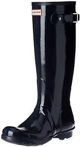 Hunter Original Tall Gloss Ladies Navy Rain Boots 10
