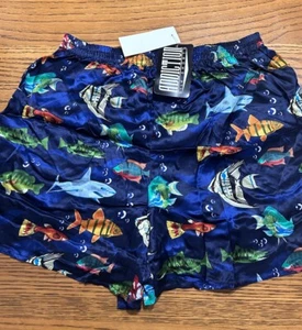 Ropa interior Addiction talla M seda boxer botón mosca vintage nuevo con etiquetas peces tropicales - Imagen 1 de 10