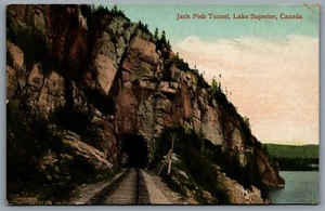 Postcard Lake Superior ON c1912 Jack Fish Tunnel CPR RPO CDS Cancel Ft. William - Picture 1 of 2