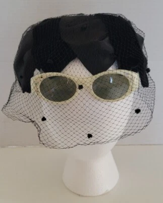 Sombrero Pastillero Negro Mod Vintage Para Mujer Hecho en Unión Damas Con Red Foto 1 de 4