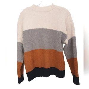 Thread & Supply Fleecepullover S elfenbein rost marine gestreift Colorblock flauschig kuschelig  - Bild 1 von 12