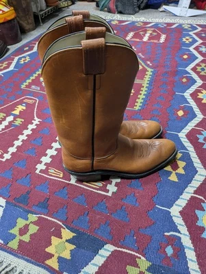 Botas de couro vintage Olathe, 10AA, botas de caubói ocidental, feitas nos EUA - Imagem 1 de 4