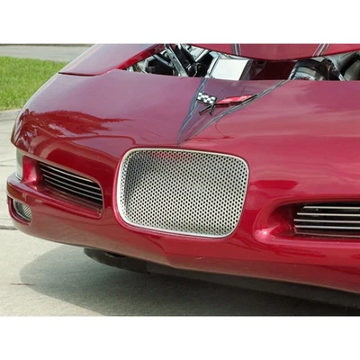 Front License Plate Cover for 1997-2004 Chevy Corvette C5 [Stainless/Perforated] - Image 1 of 4