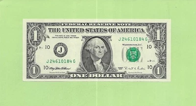 1995 ..UNCIRC $1  J 2461 0184 G  .... 1995 $1  J-G      NICE NOTE          FRN - Image 1 of 2