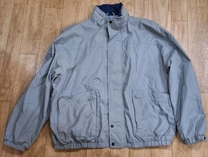Vintage King Louie 90's Outerwear Jacket WithHood 2X Full Zip Beige/Blue Y2K - Picture 1 of 18