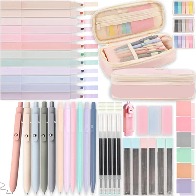 Aesthetic School Supplies 57 Pc Pencil Pouch Stationery Set Pen Case Highlighter - Image 1 of 4