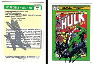TARJETA INCREÍBLE HULK #181~FIRMADA STAN LEE & HERB TRIMPE~IMPEL~1990~WOLVERINE~NM - Imagen 1 de 4