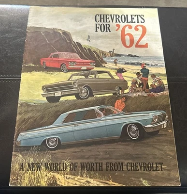 Chevrolet 1962 folleto enorme 12 p. Chevy catálogo impala nova corvair corvette Foto 1 de 4