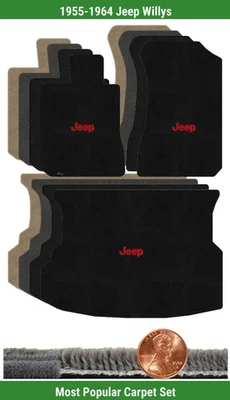 Набор ковриков Ultimat на заказ для Jeep Willys 1955-1964 годов выпуска с логотипом (3 штуки) #TIY - Изображение 1 из 4