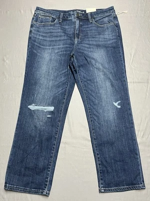 Pantalones de mezclilla recortados Universal Thread para mujer azules tiro alto pierna recta talla 16 nuevos con etiquetas Foto 1 de 4