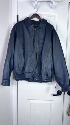 Vtg USA Leather Mens XL Bomber Biker Jacket Removeable Liner Trucker Outerwear - Image 1 of 4