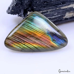 Certified 62.90Ct Natural Rainbow Shine Labradorite Fancy Pear Cabochon Gemstone - Picture 1 of 7