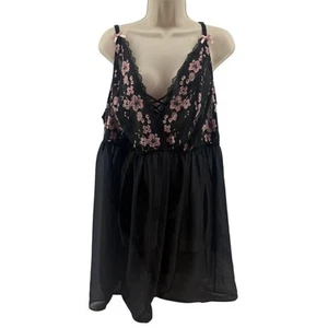 Cacique Babydoll Pink Floral Sheer Bottom Womens Plus Size 22/24 - Picture 1 of 6