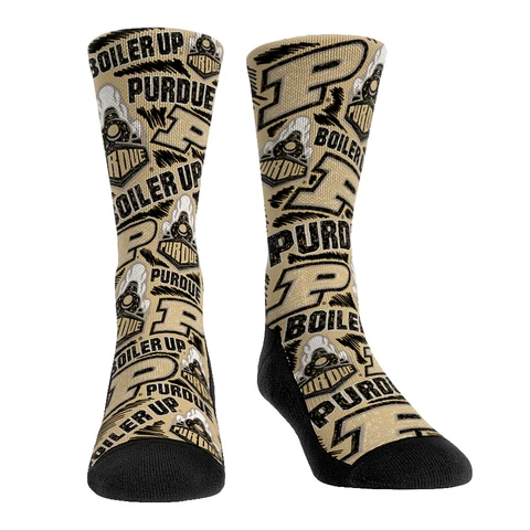 NEW! Rock Em Socks Purdue Boilermakers Crew Socks Cover