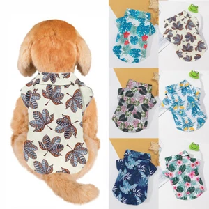 Dog Clothes Pet Hawaii T-shirt Small Dog Short Sleeve Shirt Vest Jacket #CA - Picture 1 of 19