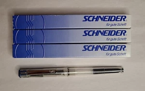 4x New Schneider F2 Fountain Pen 6826 Fine Transparent with Blue Ink Cartridge  - Picture 1 of 9