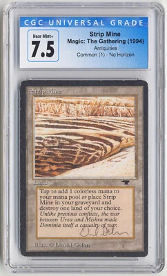 Graded Signed Strip Mine CGC Antiquities Art Daniel Gelon MTG Misprint Dark Back - Image 1 of 2