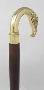 Handmade Solid Brass Elephant Head Handle Victorian Wooden Walking Stick Cane - Picture 1 of 11