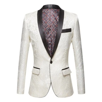 Paisley Floral Men Jackets Blazers Slim Fit Tuxedo Shawl  Lapel Single Breasted - Image 1 of 4