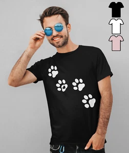 Dog Paw Print T-Shirt Ideal for Dog Owner Great Gift, Fathers Day Birthday Etc - Picture 1 of 24