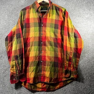 Orvis Shirt Men M Multicolor Plaid Cotton Pleated Pocket Long Sleeve Button Down - Picture 1 of 10