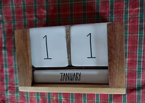 Rae Dunn Calendar Ceramic & Wood Perpetual Block NEW with TAG HTF - Picture 1 of 3