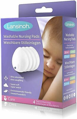Lansinoh Washable Reusable Nursing Breast Pads For Breastfeeding Mums, Pack Of 4 • 13.65€